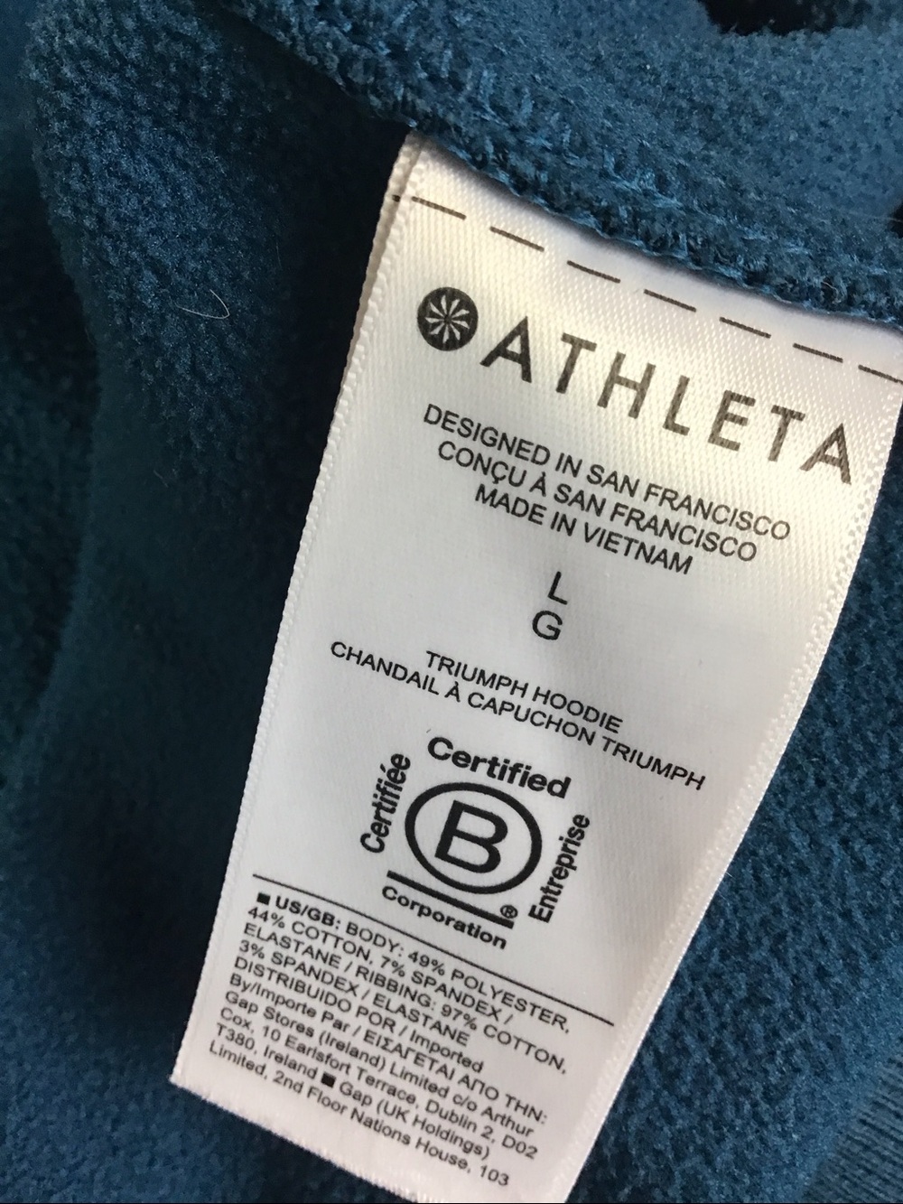 Athleta Triumph Hoodie Jacket Teal size Large - Picture 6 of 8